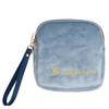 Adorable Pink Peri - Reusable Sanitary Napkin Pads Storage Bag Portable for Women Girls | Soft Touch Velvet with Matching Open Clip Lanyard | Reusable | Zero Waste Period (Blue Velvet) view 1