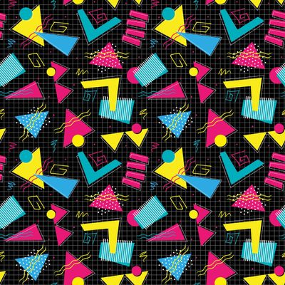 Geometric Style Retro Gift Wrap Premium Thick Wrapping Paper 80s 90s TV Theme Birthday Party Decoration (12 foot x 30 inch roll) Black