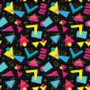 Geometric Style Retro Gift Wrap Premium Thick Wrapping Paper 80s 90s TV Theme Birthday Party Decoration (12 foot x 30 inch roll) Black view 1