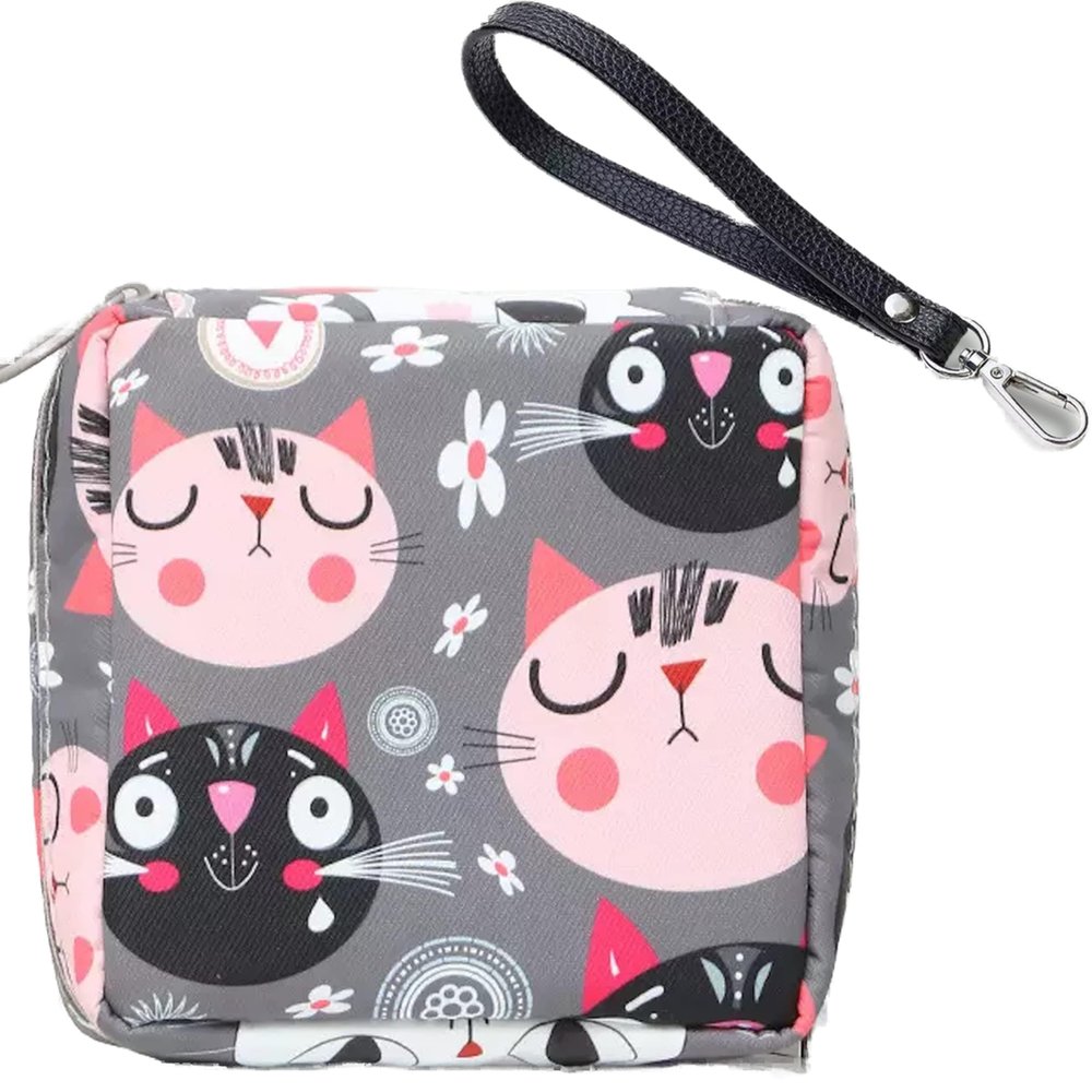 Adorable Pink Peri - Reusable Sanitary Napkin Pads Storage Bag Portable for Women Girls | Made of Nylon + Water Resistance + Reusable | Zero Waste Period (Cat 1)