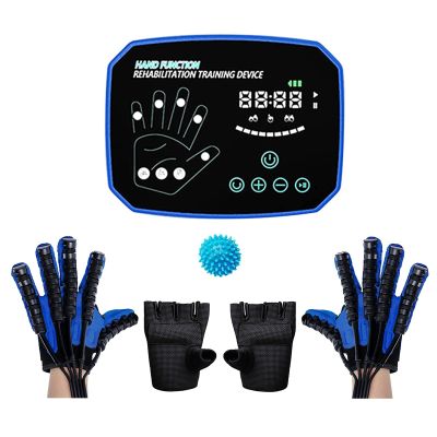 2PCS Rehabilitation Robot Gloves,Hemiplegia Finger Glove Rehabilitation Trainer Stroke Recovery Equipment for Left and Right Hand Promote Blood Circulation Resolve Stiff Hands (XL,Blue)