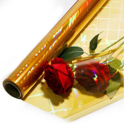 CMFYHM Iridescent Gold Cellophane Wrap Roll I 34 In Wide X 50 Ft Long I Colorful Cello Perfect For Baskets,Gifts, Treats,Birthday Holiday Wedding Floral, Party Arts Crafts Decoration (Gold)