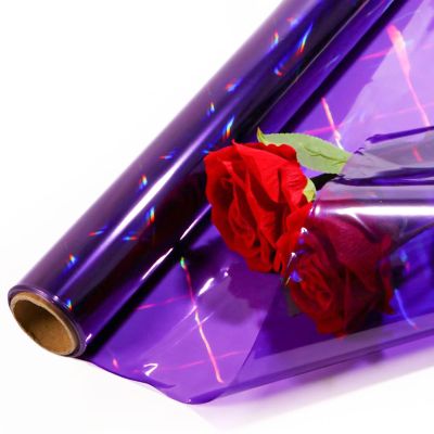 CMFYHM Iridescent Violet Cellophane Wrap Roll I 34 In Wide X 50 Ft Long I Colorful Cello Perfect For Baskets,Gifts, Treats,Birthday Holiday Wedding Floral, Party Arts Crafts Decoration (Violet)