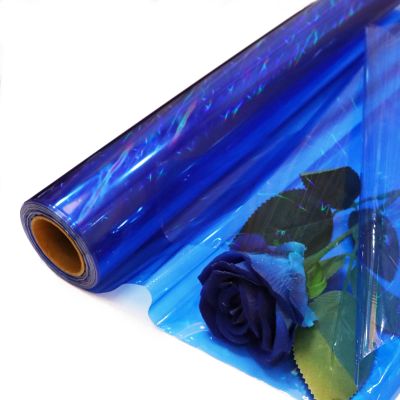 CMFYHM Iridescent Blue Cellophane Wrap Roll I 34 In Wide X 50 Ft Long I Colorful Cello Perfect For Baskets,Gifts, Treats,Birthday Holiday Wedding Floral, Party Arts Crafts Decoration (Blue)
