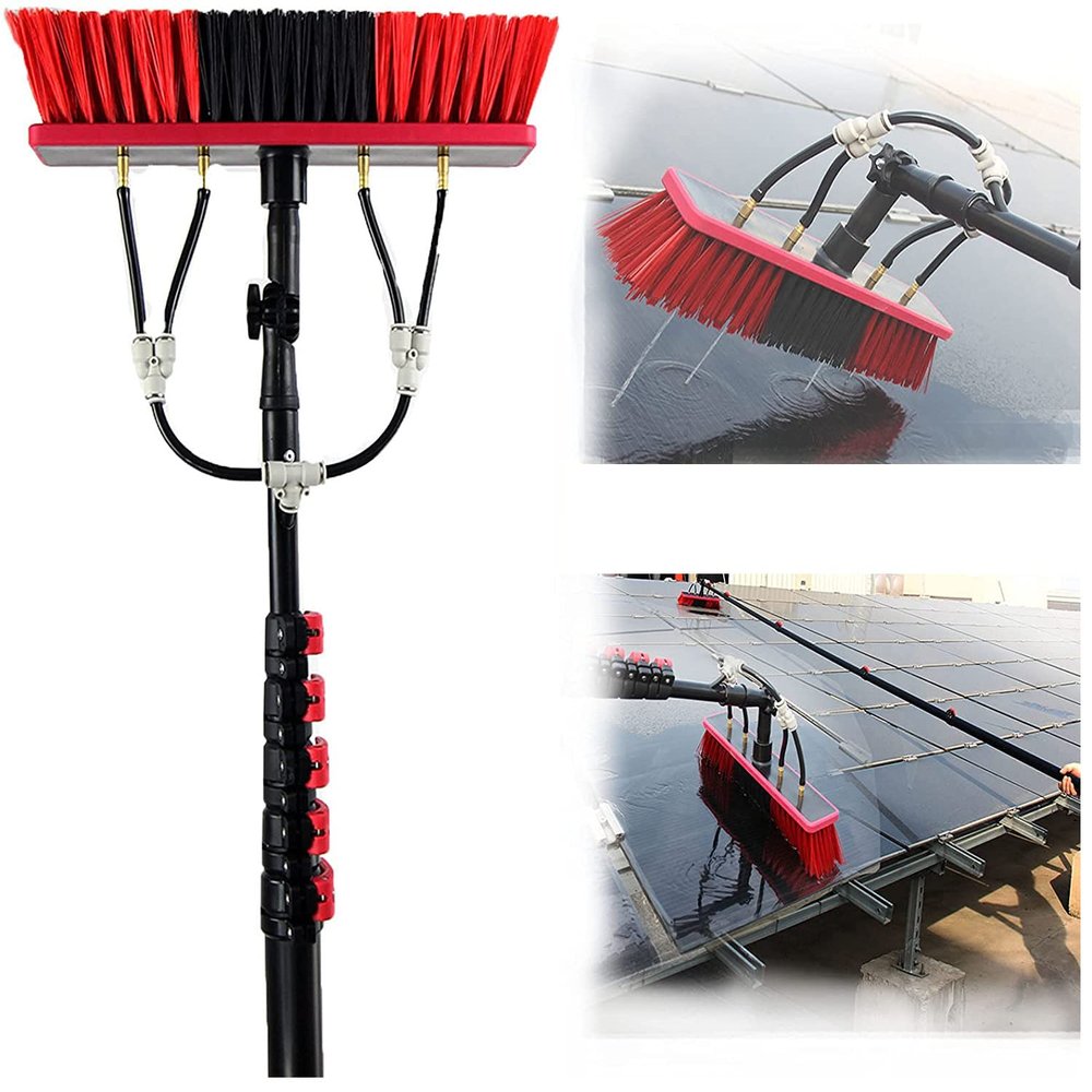 Niczu Window Glass Cleaner Pole Kit with Water Fed Pole and Hose, Photovoltaic and Solar Panels Cleaning Brush Equipment,3.6M/12FT