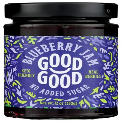 Good Good Sweet Blueberry Jam, Real Berries, No Added Sugar, Keto Friendly, Gluten Free, Vegetarian Friendly, 12 Ounce (Pack of 6)