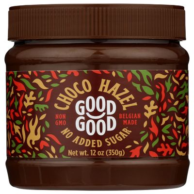 Good Good Belgian Chocolate Hazel Spread, No Added Sugar, Gluten Free, Vegetarian Friendly, 12 Ounce (Pack of 6)