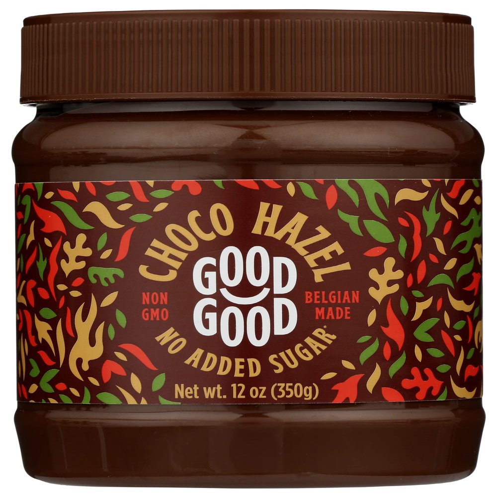 Good Good Belgian Chocolate Hazel Spread, No Added Sugar, Gluten Free, Vegetarian Friendly, 12 Ounce (Pack of 6)
