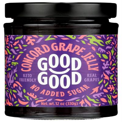 Good Good Sweet Grape Jam, Real Berries, No Added Sugar, Keto Friendly, Gluten Free, Vegetarian Friendly, 12 Ounce (Pack of 6)