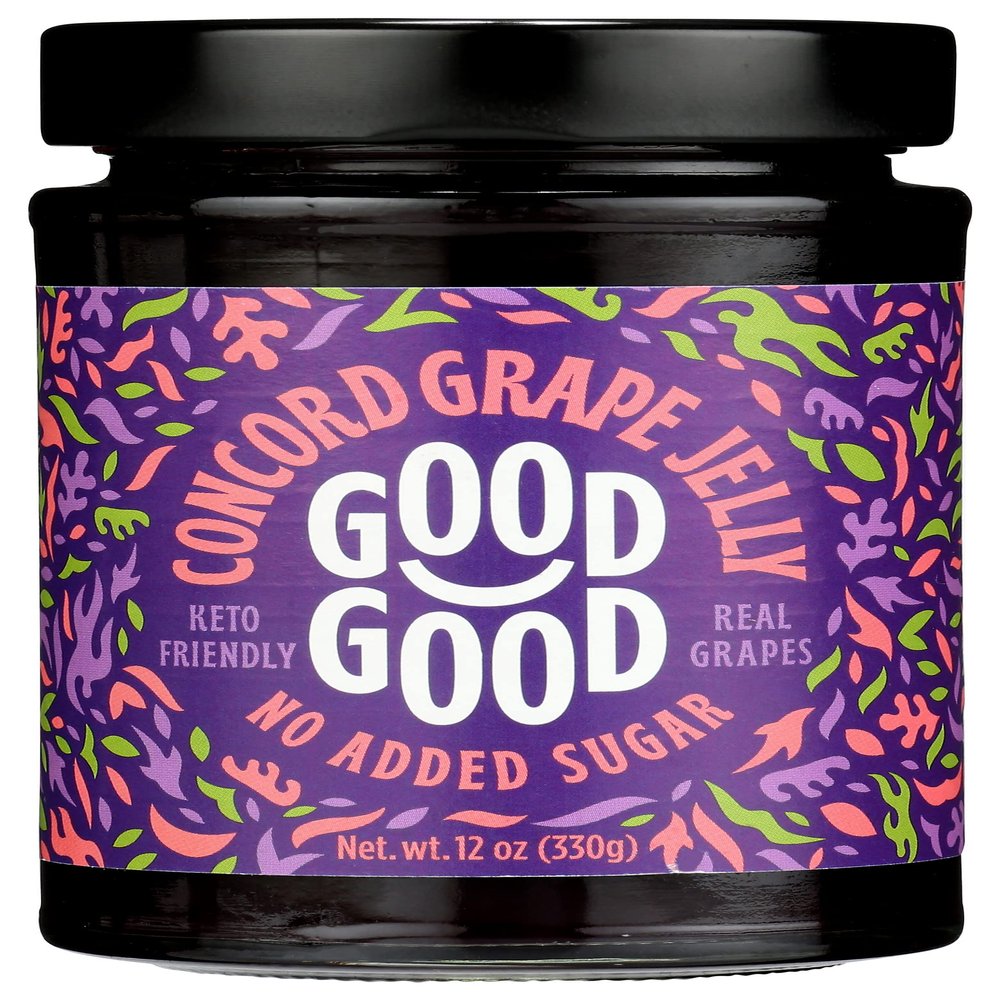 Good Good Sweet Grape Jam, Real Berries, No Added Sugar, Keto Friendly, Gluten Free, Vegetarian Friendly, 12 Ounce (Pack of 6)