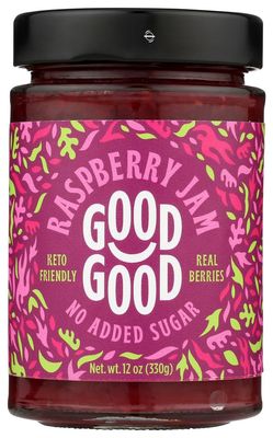 Good Good Sweet Raspberry Jam, Real Berries, No Added Sugar, Keto Friendly, Gluten Free, Vegetarian Friendly, 12 Ounce (Pack of 6)