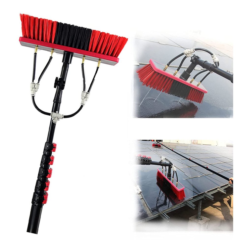 Niczu Window Glass Cleaner Pole Kit, Photovoltaic and Solar Panels Cleaning Brush Equipment with Water Fed Pole and Hose,5.4M/18FT