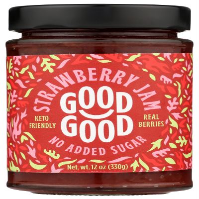 Good Good Sweet Strawberry Jam, Real Berries, No Added Sugar, Keto Friendly, Gluten Free, Vegetarian Friendly, 12 Ounce (Pack of 6)