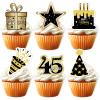 18pcs Gold Glitter 45 Dessert Cupcake Topper Pick for Men Woman 45th Years Old Happy Birthday Party Theme Decor Supplies Celebrate Weeding Anniversary Party Decorations view 1