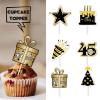 18pcs Gold Glitter 45 Dessert Cupcake Topper Pick for Men Woman 45th Years Old Happy Birthday Party Theme Decor Supplies Celebrate Weeding Anniversary Party Decorations view 2