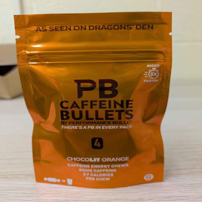 Caffeine Bullet 120 Chocolate Caffeine Chews. Each 85mg Caffeine - Chocolate Orange Energy Gummies: Kick Faster Than Energy gels for a Cycling, Endurance Sports & Stay Awake Chocolate Boost