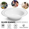 Silver Rimmed White Bowls - 5 ounce - 50 Count - Hard Plastic - Disposable or Reusable - Dessert - Salad - Cereal - Pasta Bowls - Ideal for Weddings, Parties, Gatherings, Events &More! view 4