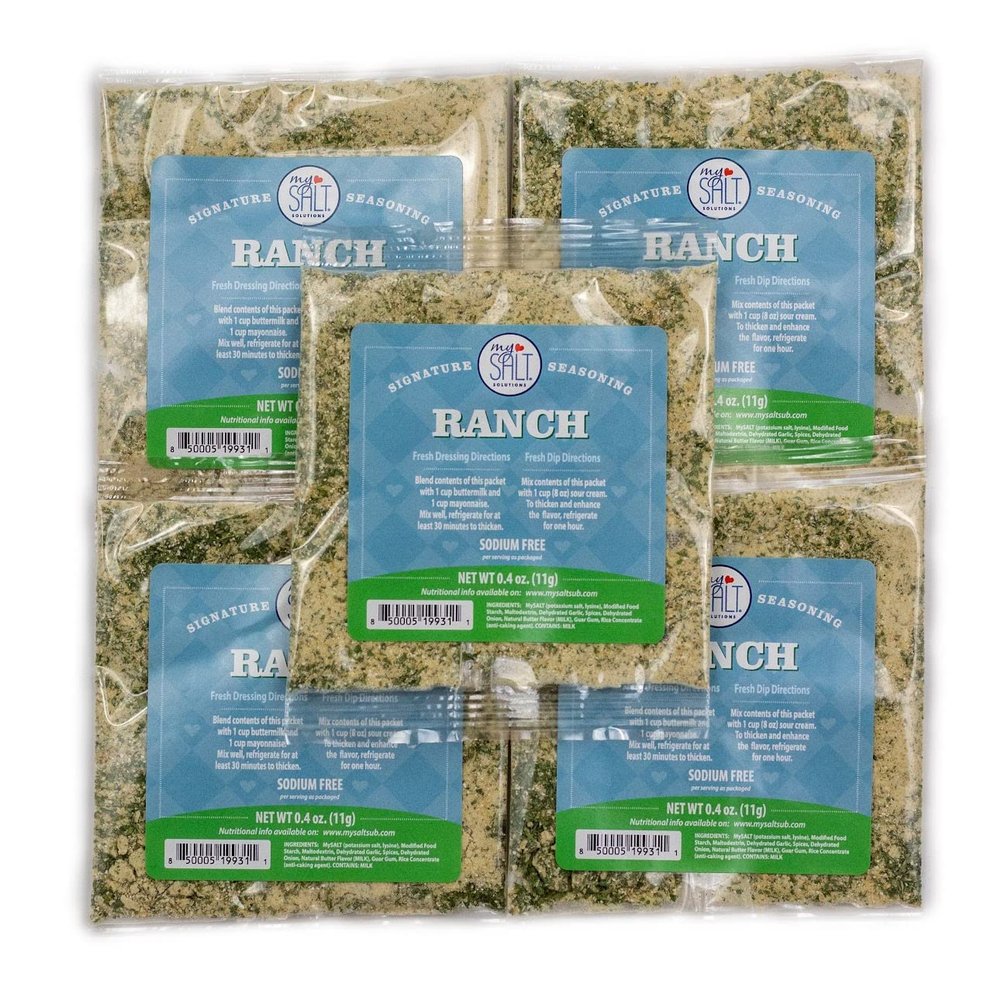 MySALT Ranch Dressing Mix  5 Pack  Sodium-Free Seasoning  Restaurant-Style Ranch Flavor for Low-Sodium Homemade Dip or Dressing