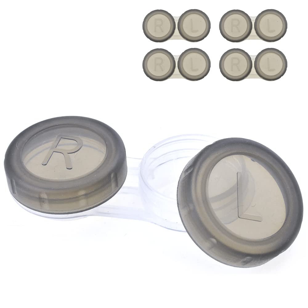 HAHIYO Contact Lens Case Box Holder Diameter 25mm Durable Leakproof Light Convenient Left/Right Eyes Contact Lens Container Soak Storage Kit For Storing Small items Travel Clear Black 5 Pack