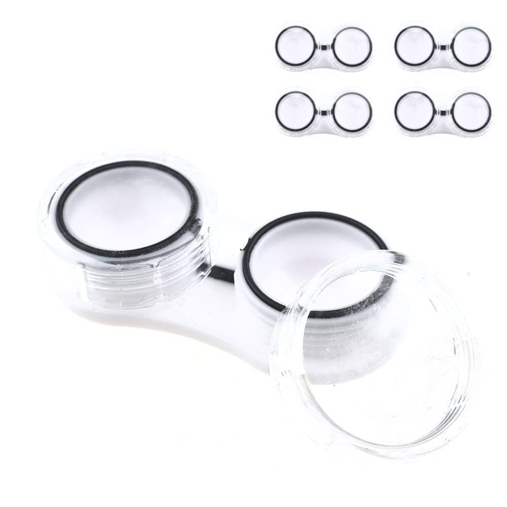 HAHIYO Contact Lens Case Box Holder Diameter 25mm Durable Leakproof Light Convenient Left/Right Eyes Contact Lens Container Soak Storage Kit For Storing Small items Travel Acrylic Clear Black 5 Pack