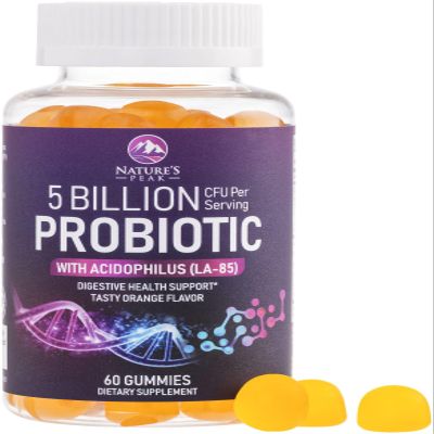 Probiotic Gummies 5 Billion CFU - Top 6 Pro Biotic Strains - Daily Probiotic Gummy Supplement for Women, Men & Teens - Natural Digestive Health, Good Gut & Immune Support - Orange Flavor - 60 Count