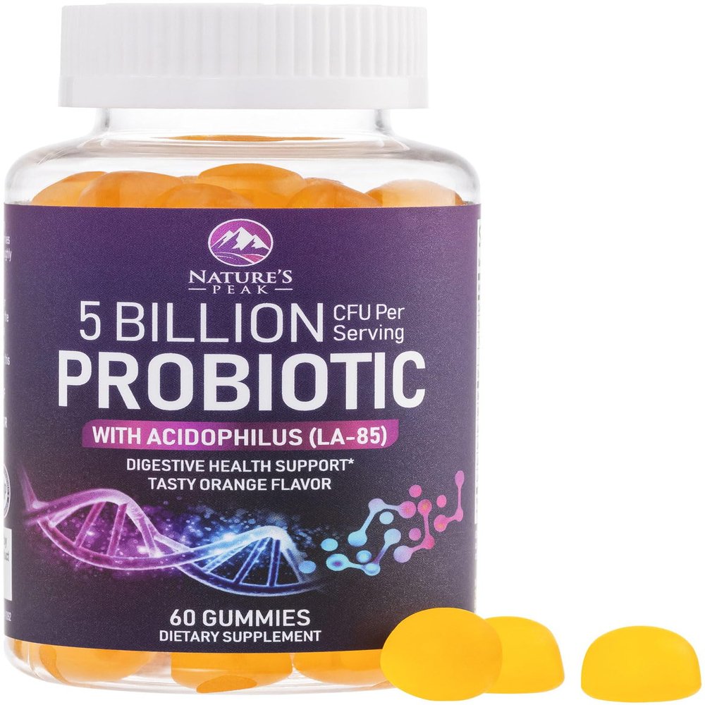 Probiotic Gummies 5 Billion CFU - Top 6 Pro Biotic Strains - Daily Probiotic Gummy Supplement for Women, Men & Teens - Natural Digestive Health, Good Gut & Immune Support - Orange Flavor - 60 Count