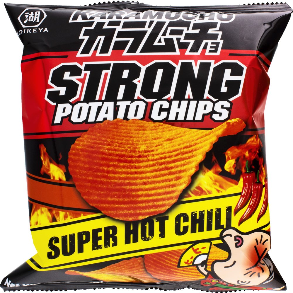 Koikeya Karamucho Strong Potato Chips Super Hot Chili 1.9 oz (Pack of 12)