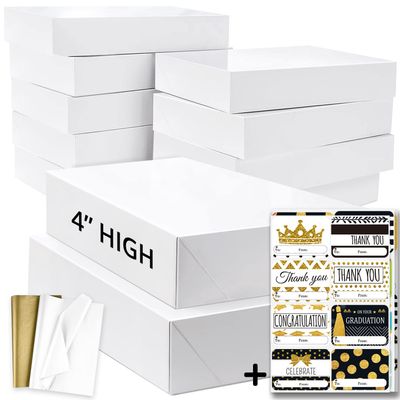 12 White Extra Large Gift Wrap Boxes Bulk with Lids, 12 Tissue paper and 80 Count Foil Christmas Tag Stickers for Wrapping Oversized Clothes (Robes, Sweater, Coat, Shirts) and Xmas Holiday Present