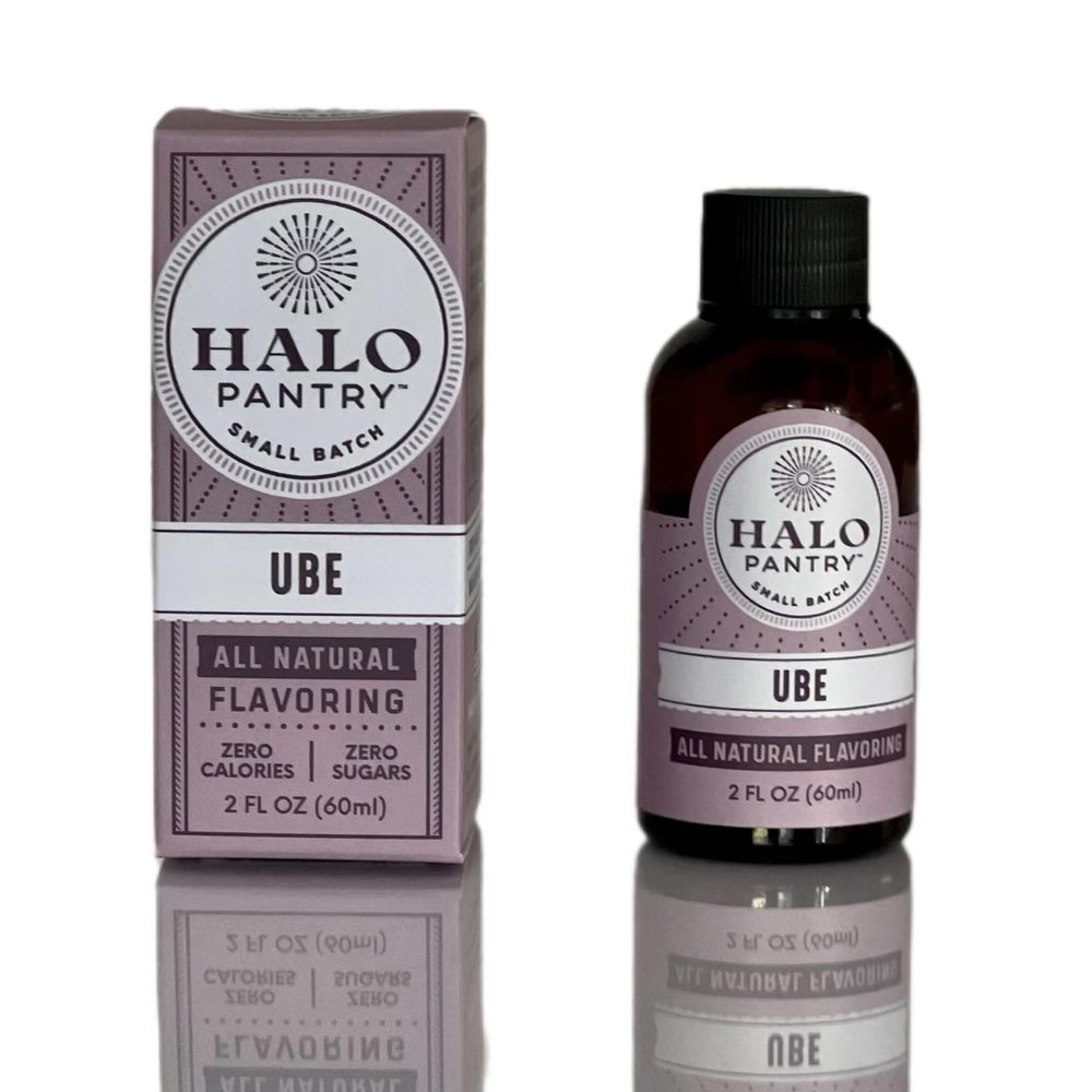 Natural UBE Flavoring Extract by HALO PANTRY (2oz bottle) | Colorless/Clear, Dye-Free, Sugar-Free, Gluten-Free, NO Sweeteners, NO Calories | Perfect for customizing ANY baking, candy, dessert or drink recipes