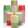 Potchen 9 oz Christmas Paper Ice Cream Cups Xmas Disposable Dessert Bowls Snack Soup Cups Polka Dot Snowflake Striped Paper Bowls for Hot or Cold Food Christmas Party Supplies(90 Pcs) view 1