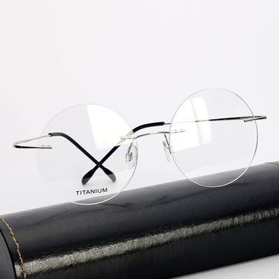 WEBUP Progressive Multifocus Reading Glasses Rimless Retro Design Round Frame Glasses for Mens Women Computer Readers,1.0 2.0 (Color : Silver, Size : 3.0X)