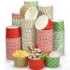 Potchen 9 oz Christmas Paper Ice Cream Cups Xmas Disposable Dessert Bowls Snack Soup Cups Polka Dot Snowflake Striped Paper Bowls for Hot or Cold Food Christmas Party Supplies(180 Pcs) view 1