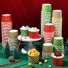 Potchen 9 oz Christmas Paper Ice Cream Cups Xmas Disposable Dessert Bowls Snack Soup Cups Polka Dot Snowflake Striped Paper Bowls for Hot or Cold Food Christmas Party Supplies(180 Pcs) view 2