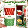 Potchen 9 oz Christmas Paper Ice Cream Cups Xmas Disposable Dessert Bowls Snack Soup Cups Polka Dot Snowflake Striped Paper Bowls for Hot or Cold Food Christmas Party Supplies(180 Pcs) view 3