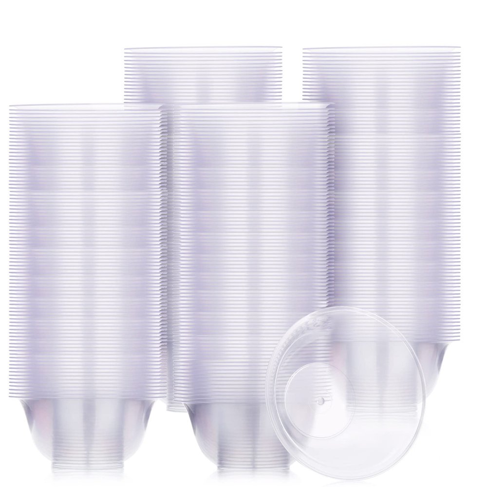 Potchen 300 Packs 8.5 oz Clear Plastic Bowls Disposable Plastic Bowls for Parties Weddings Serving Container for Candy, Soup, Dessert, Salsa, Ice Cream, Popcorn, Chip