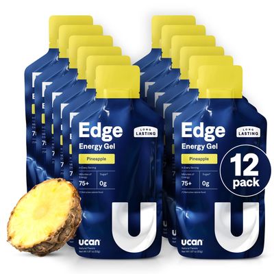 UCAN Edge Energy Gel Shots, Pineapple (12, 1.87 Ounce Packets) for Running, Training, Workouts, Fitness, Cycling, Crossfit | Sugar-Free, Vegan, & Keto Friendly Energy Supplement