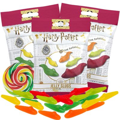 Sweetzo Harry Potter Jelly Slugs Gummy Candies, Slug Shaped, Fruit Flavored Chewy Candy (Pack of 3)