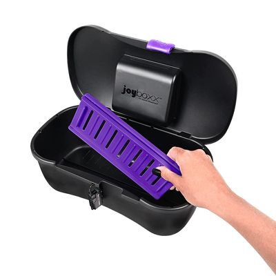 Joyboxx + Playtray LIMITED EDITION - The #1 Toy Box for Adults - Hygienic Clean and Lock Storage System, Made in the USA, Non-Toxic, Recyclable (Black and Purple)