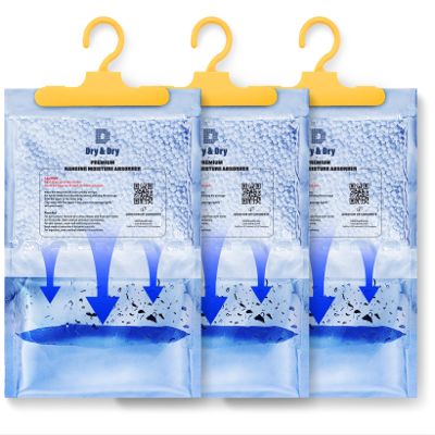 Dry & Dry Moisture Absorbers Dehumidifiers for Home, Basement, Bedroom, Small Dehumidifiers - Moisture Absorbers - Blue & White - 3 Packs (7 ounce/pack)
