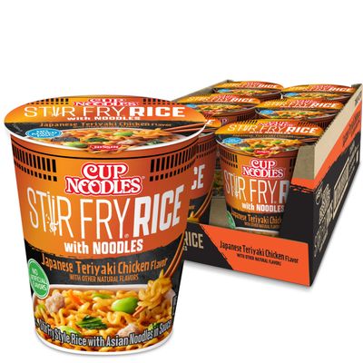 Nissin Cup Noodles Stir Fry Rice with Noodles, Japanese Teriyaki Chicken, 2.75 Ounce (Pack of 6)