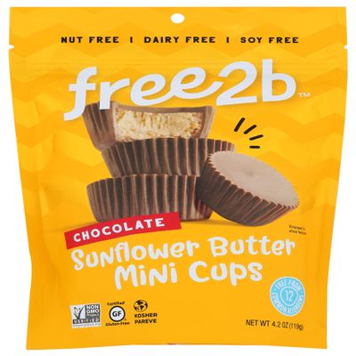 Free2b Foods Sun Cup Minis Rice Chocolate Filled With Creamy Sunflower Seed Butter, Free From Allergen, Non GMO Verified, Certified Gluten Free, Vegan, 4.2 Ounce (Pack of 6)