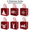 Aneco 12 Large Reusable Christmas Red and Black Plaid Non-Woven Bags with Handles - Gift Bags for Party Supplies, 14 x 13.8 x 7.5 Inches view 2