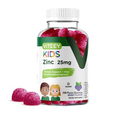 Viteey Zinc for Kids Gummies, 25mg - Immune Support for Kids & Teens - Powerful Natural Antioxidant, Kids Zinc Vitamin Supplement - Vegan, Gelatin Free, Gluten Free - Tasty Chewable Berry Flavor Gummy