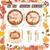 Spiareal 100 Pcs Thanksgiving Paper Plates and Napkins Sets Fall 2 Size Happy Thanksgiving Paper Plates with Pumpkin and Maple Leaves for Holiday Party Decor Disposable Dinnerware Supplies view 3
