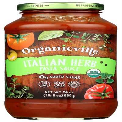 Organicville Italian Herb Pasta Sauce, Gluten Free, Non GMO, 24 Ounces (Pack Of 6)