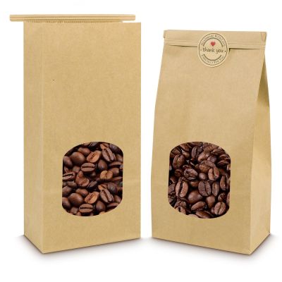 Cyblinia 30-Piece Kraft Paper Bags with Window - 4.5 x 2.56 x 9.6 Inch, Tin Tie Tab Lock Bags for Food Storage