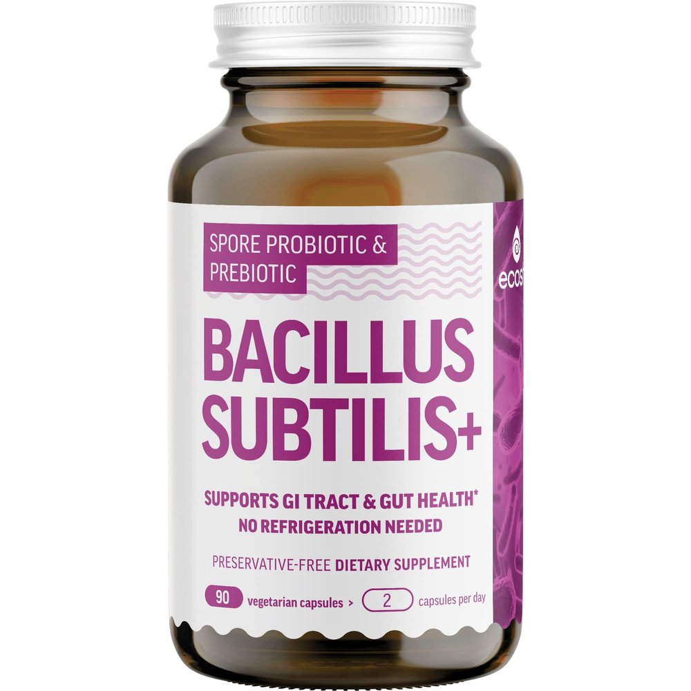 Bacillus Subtilis Spore Based Probiotic High Potency Strain with Prebiotic for Balanced Belly | Daily Gut Health & Microbiome Support for Family | 6 Billion CFU Per Day | 90 Vegetarian Capsules
