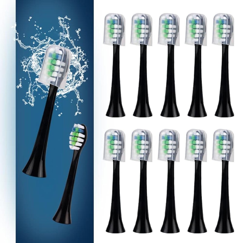 12 Pack Replacement Toothbrush Heads Compatible with fairywill P11 T9 Electric Toothbrush, W Shape Bristle Designed, Soft and Sanitary for Model P11 T9 Toothbrushes (Black)