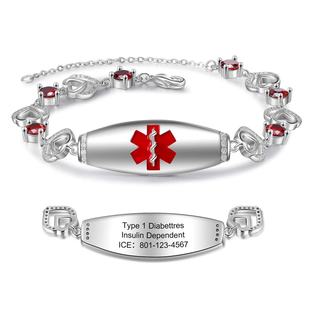 Jewelstruck Medical Alert Bracelets for Women Emergency Personalized Medical Bracelets for Women Free Engraving Custom ID Bracelets