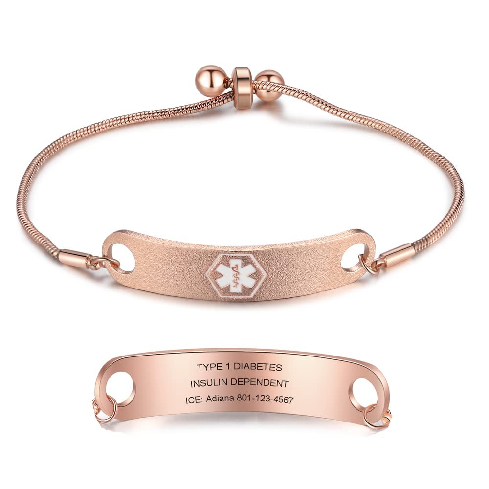 Jewelstruck Medical Alert Bracelets for Women Emergency Personalized Medical Bracelets for Women Free Engraving Custom ID Bracelets